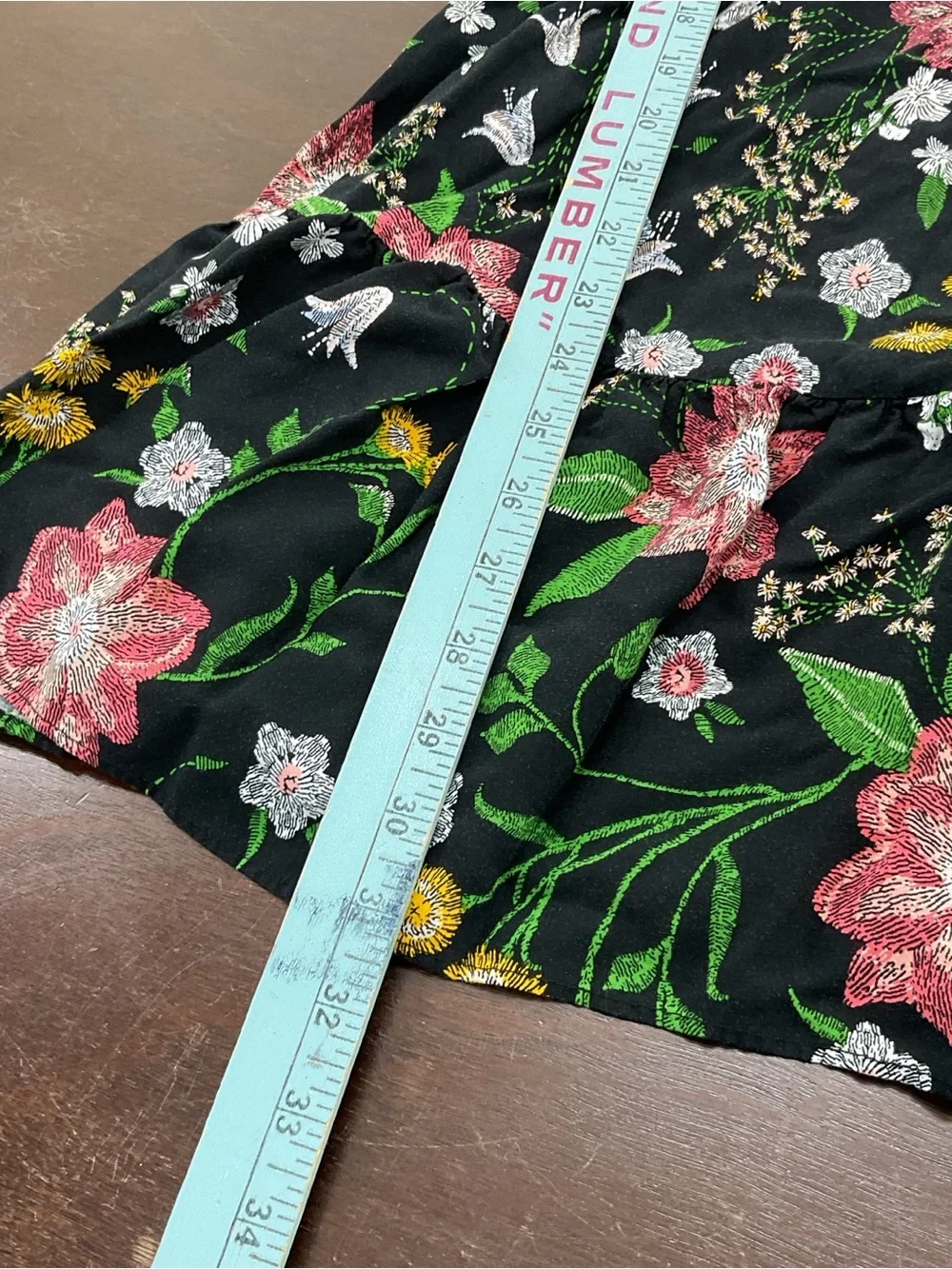 Old Navy Black Floral Sundress with Pink & Green Embroidery